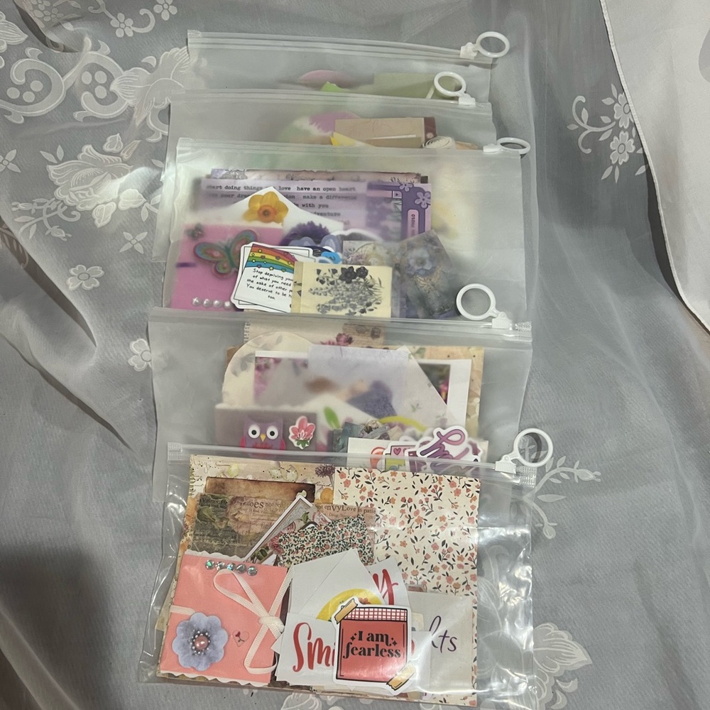 Mini Junk Journal Kits in Zipper Pouches (5 Sets)